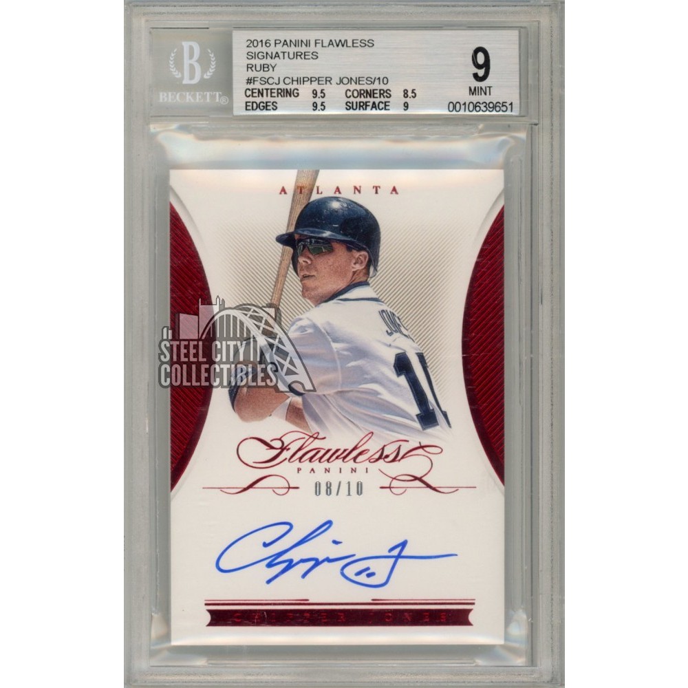 Chipper Jones 2016 Panini Flawless Ruby Autograph Card #FS