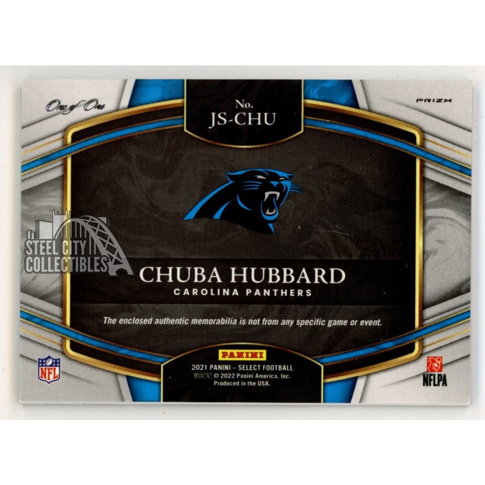 Chuba Hubbard 2021 Panini Select Black NFL Logo Shield Rookie 