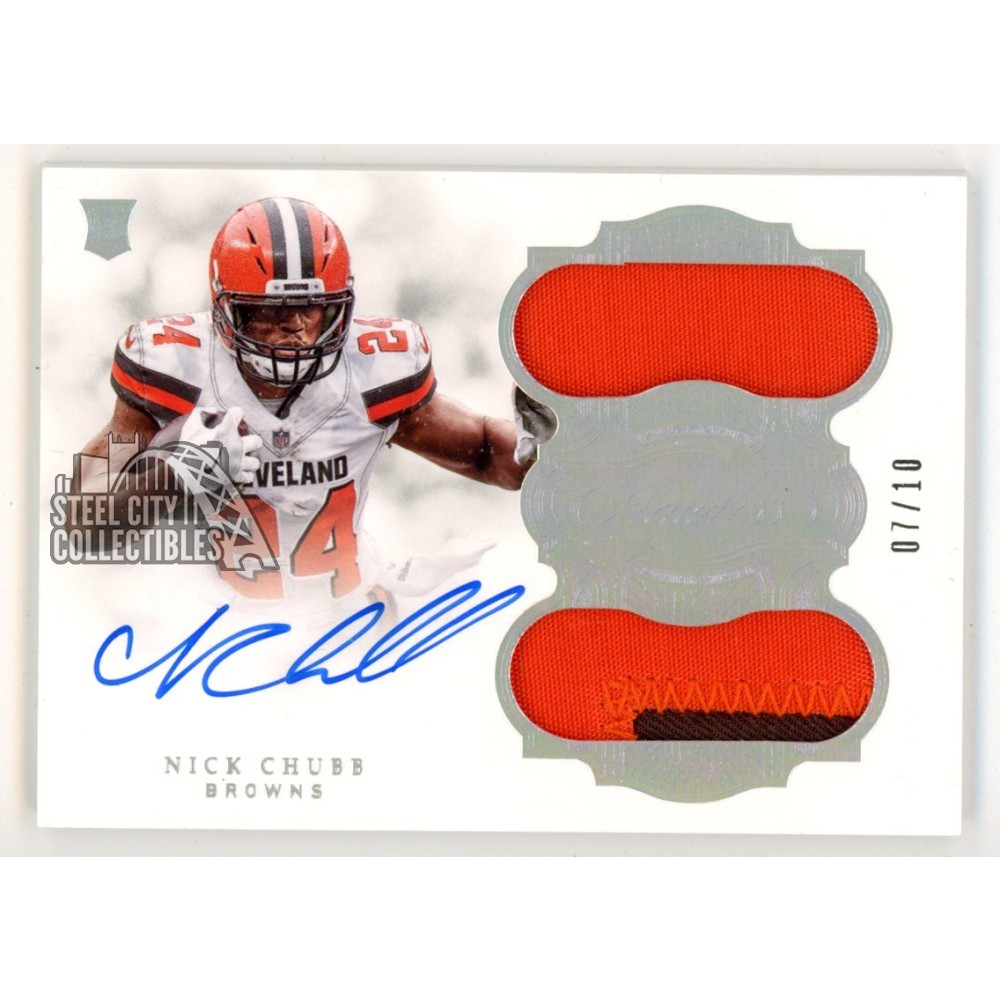 Nick Chubb 2018 Panini Flawless Autograph Rookie Patch Card RC 07