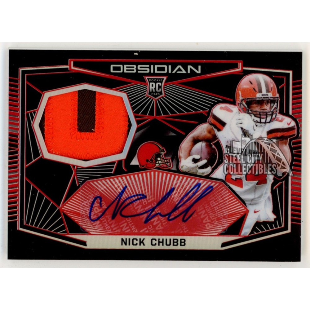 Nick Chubb 2018 Panini Obsidian Autograph Rookie Patch Card 2/5