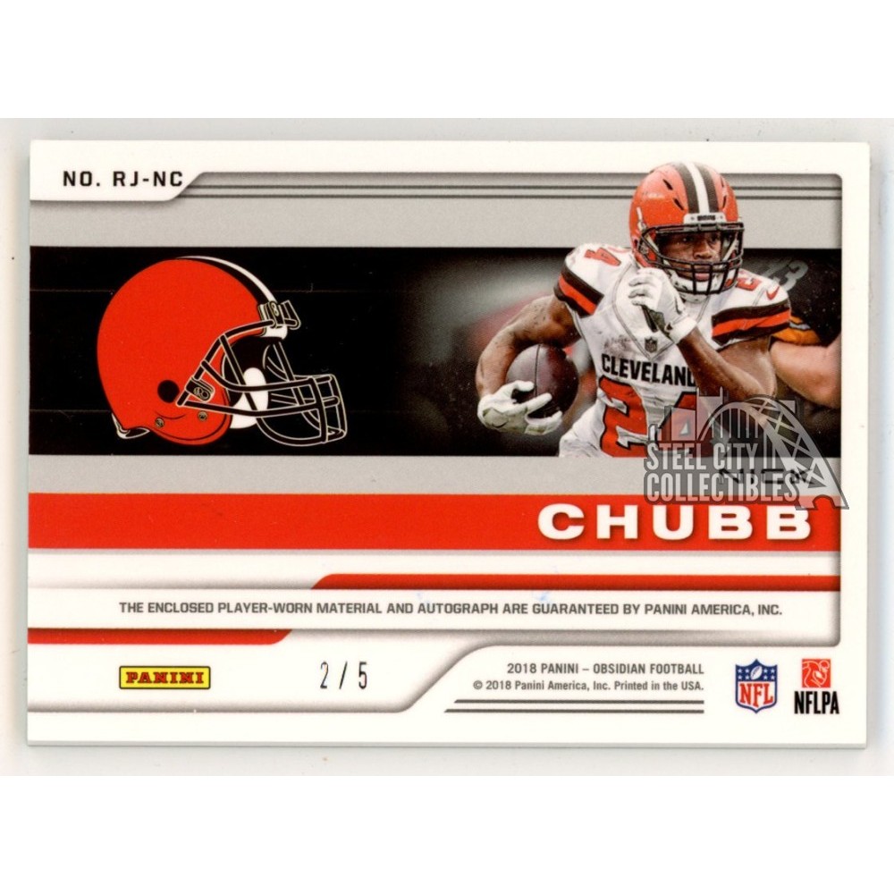 Nick Chubb 2018 Panini Obsidian Autograph Rookie Patch Card 2/5