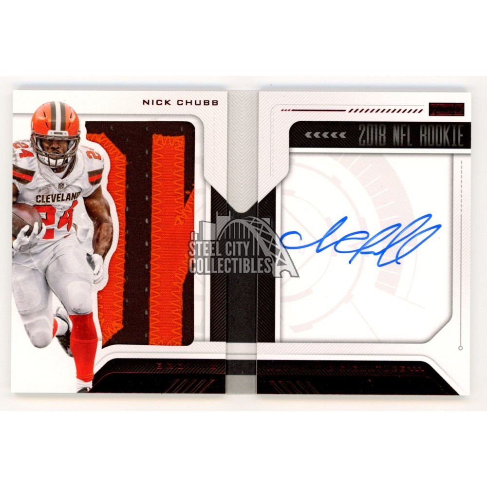 Nick Chubb 2018 Panini Playbook Autograph Rookie Patch Booklet