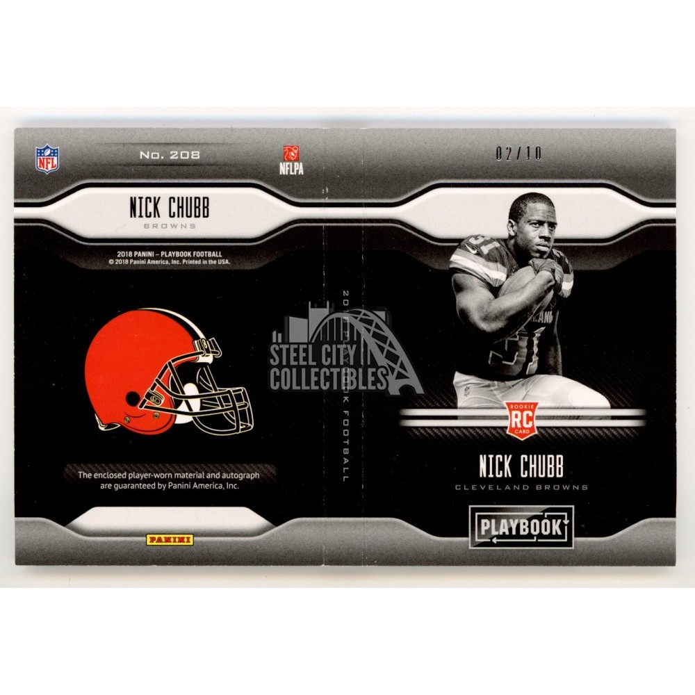 Nick Chubb 2018 Panini Playbook Autograph Rookie Patch Booklet