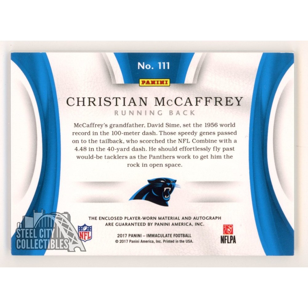 Christian McCaffrey 2017 Panini Immaculate Autograph Rookie Patch