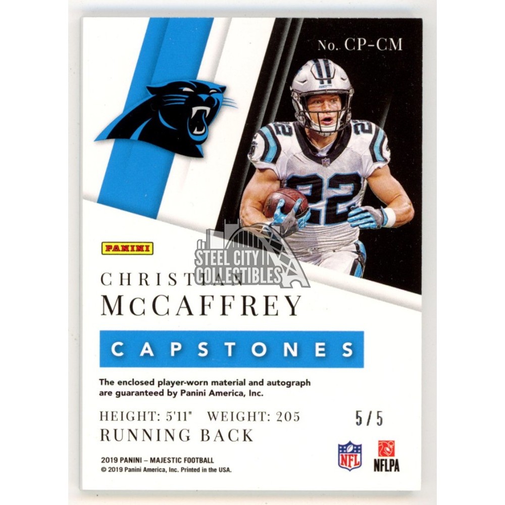 Christian McCaffrey 2019 Panini Majestic Quad Patch Autograph Card