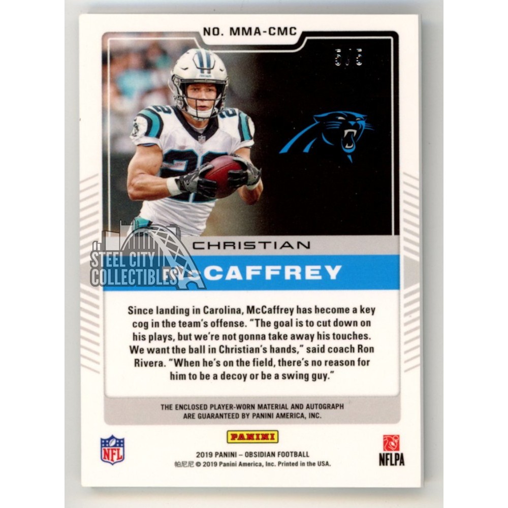 Christian McCaffrey 2019 Panini Obsidian Matrix Autograph Patch