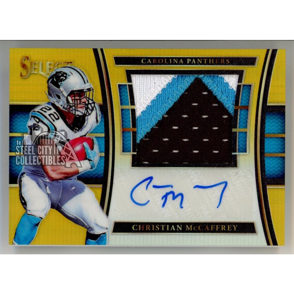 Christian McCaffrey 2017 Panini Select Gold Autograph Rookie Patch