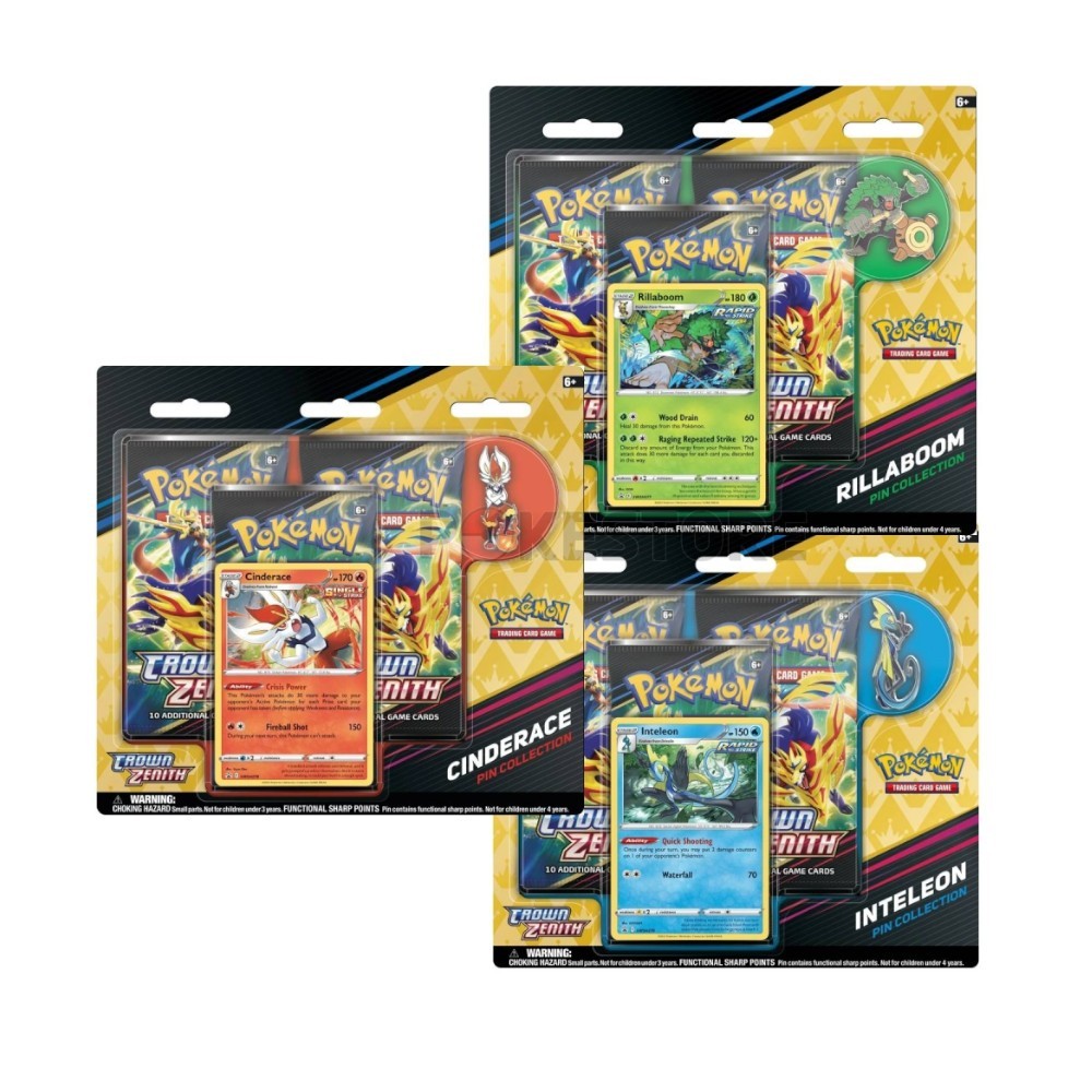 Pokemon Crown Zenith Pin Collection Blister Pack - Set of 3