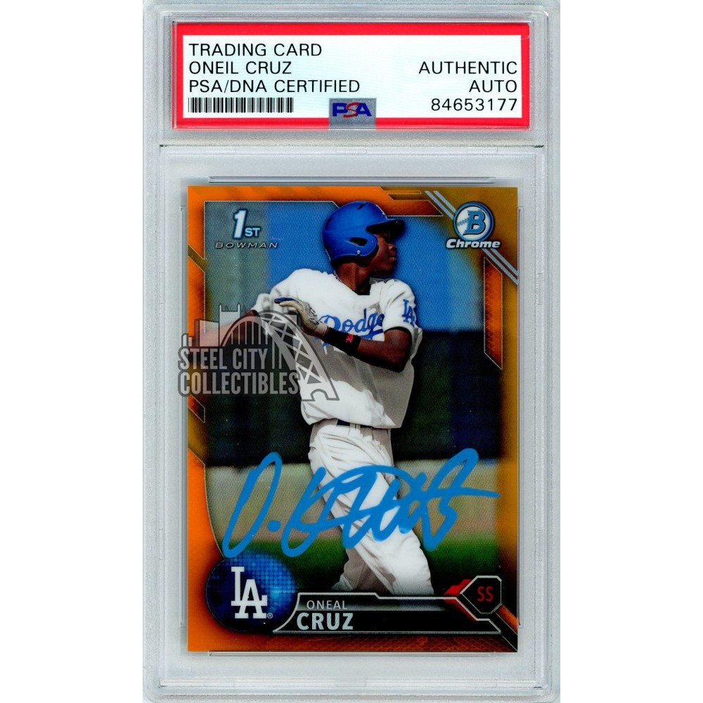 Oneil Cruz 2016 Bowman Chrome Orange Autograph RC Card /25