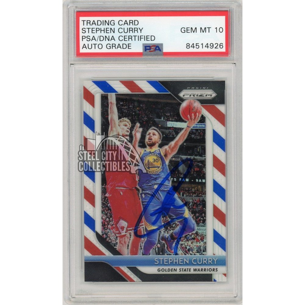 Stephen Curry 2018-19 Panini Prizm Autograph Red/White/Blue #222