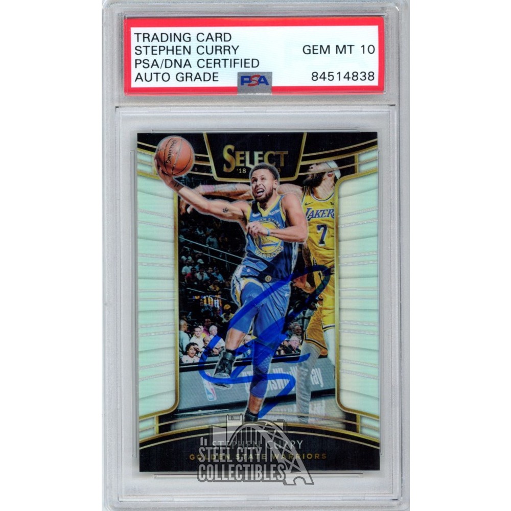 Stephen Curry 2018-19 Panini Select Basketball Autographed Silver Card #1-  PSA/DNA 10
