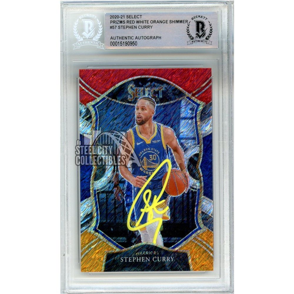 Stephen Curry 2020-21 Panini Select Red White Orange Shimmer 