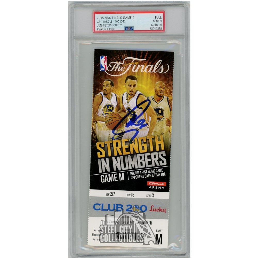Stephen Curry Autographed 2015 NBA Finals Game 1 Ticket PSA/DNA Mint 9