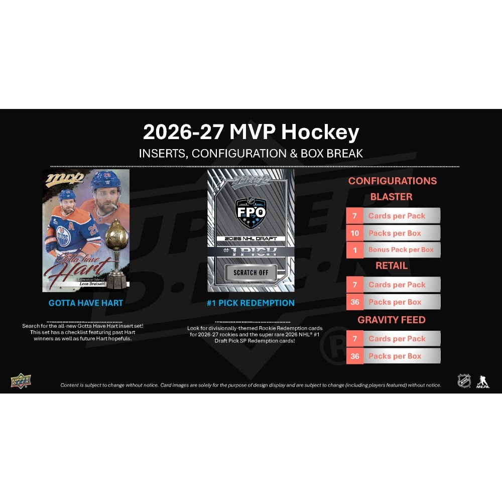 2026-27 Upper Deck MVP Hockey 36-Pack Retail Box | Steel City