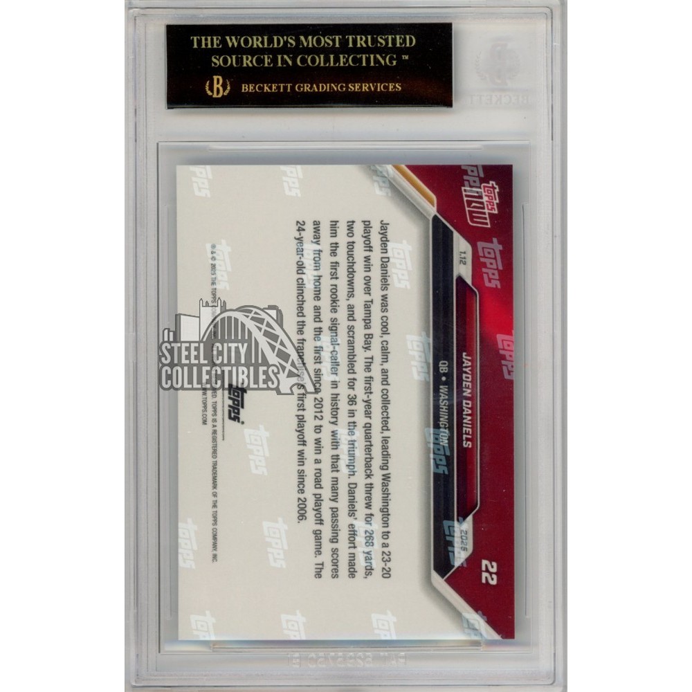 Jayden Daniels 2024 Topps Now Rookie Card #22 BGS 10 Black Label | Steel City Collectibles Jayden Daniels 2024 Topps Now Rookie Card #22 BGS 10 Black Label | Steel City Collectibles