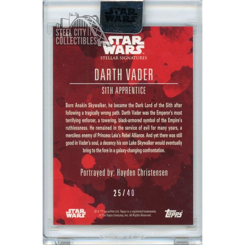 Hayden Christensen Darth Vader 2019 Topps Star Wars Stellar