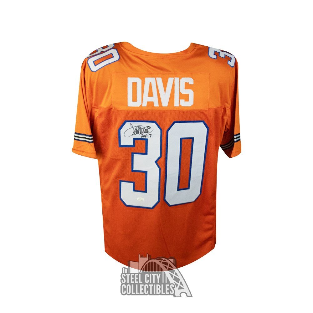 Terrell Davis HOF 17 Autographed Denver Broncos Custom Orange Football Jersey - JSA COA