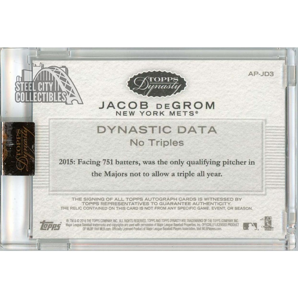 Jacob deGrom 2016 Topps Dynasty Majestic Logo Patch Autograph Card