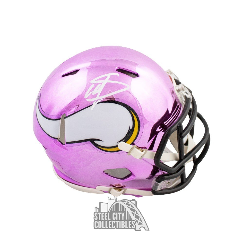 chrome football helmets mini nfl vikings Stefon Diggs Autographed Minnesota Vikings Chrome Mini Football Helmet