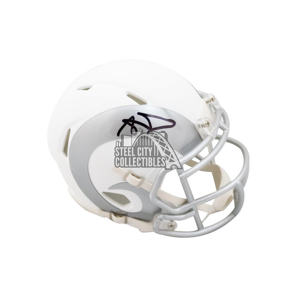 Aaron Donald Autographed Los Angeles Rams Ice Mini Football Helmet JSA COA 