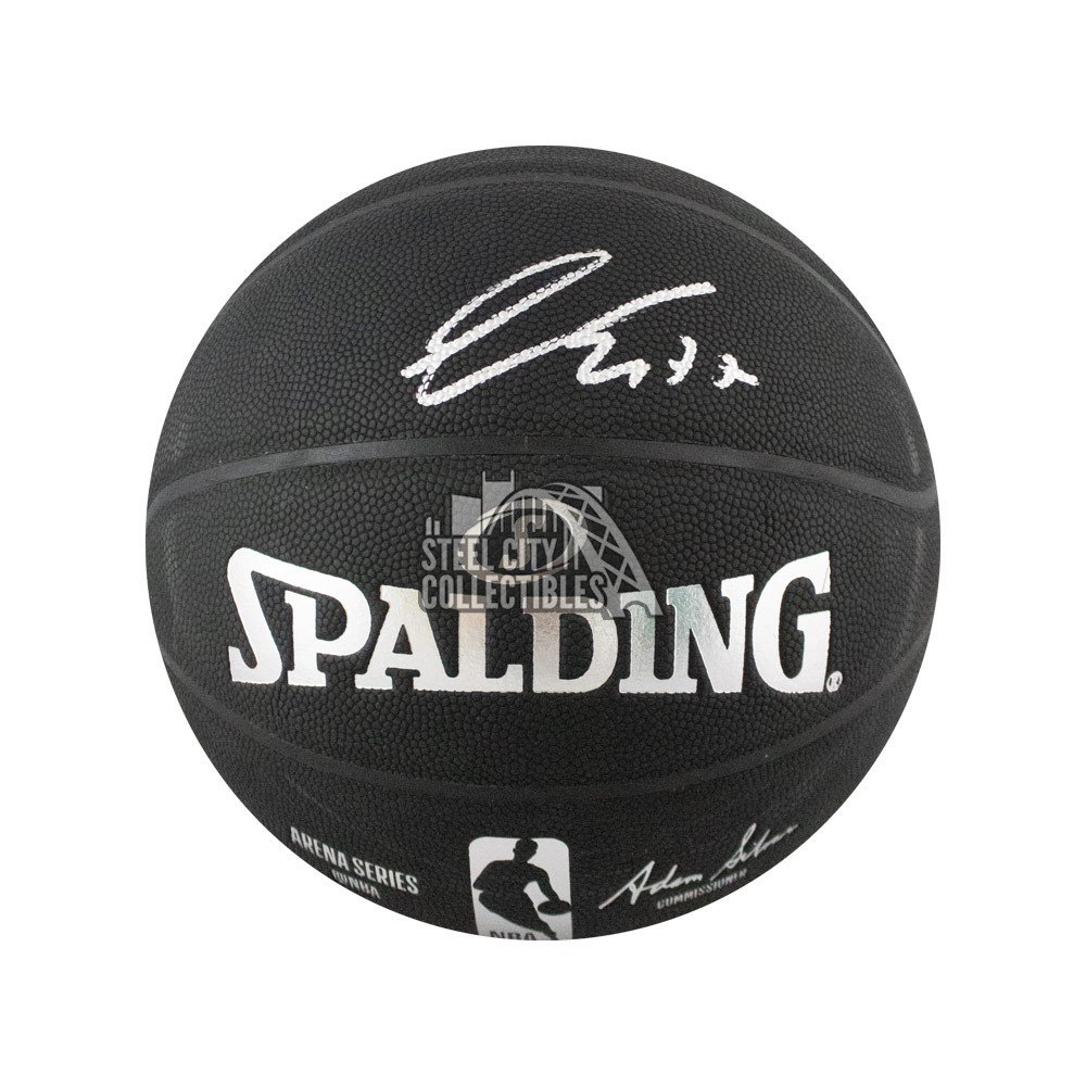 Luka Doncic Autographed Black Spalding Basketball Fanatics Steel