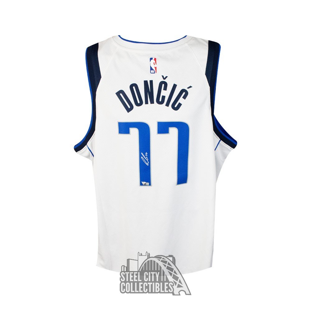Luka Doncic Autographed Dallas Mavericks Authentic White Basketball Jersey Fanatics Steel City Collectibles