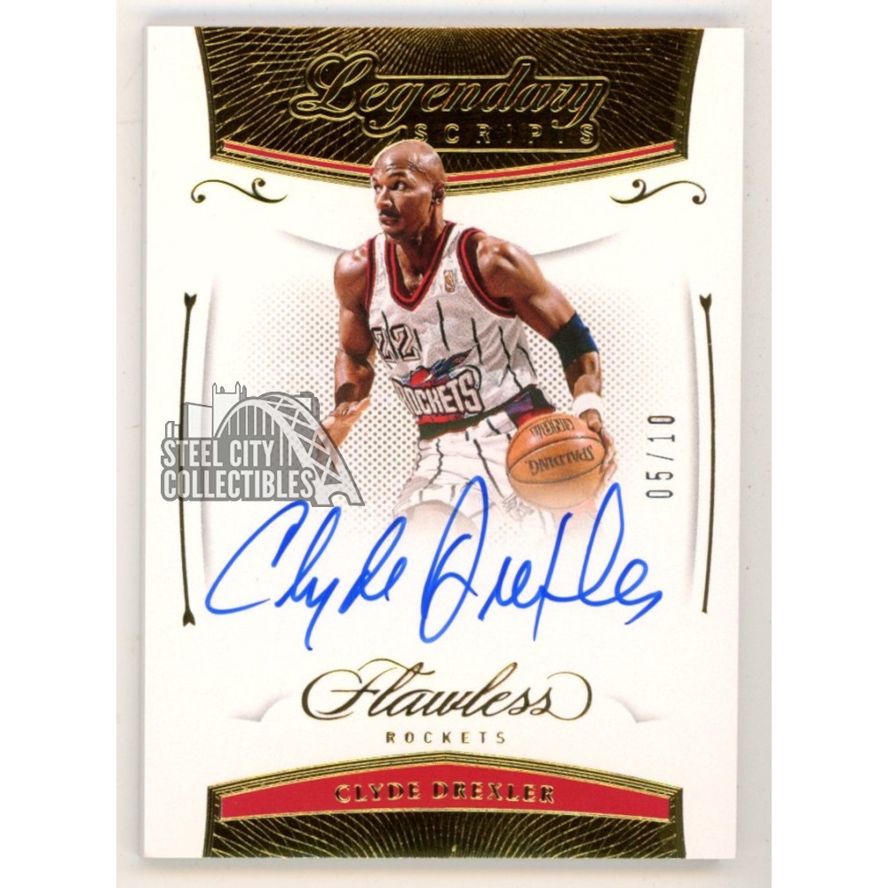 Clyde Drexler 2020-21 Panini Flawless Legendary Scripts Autograph