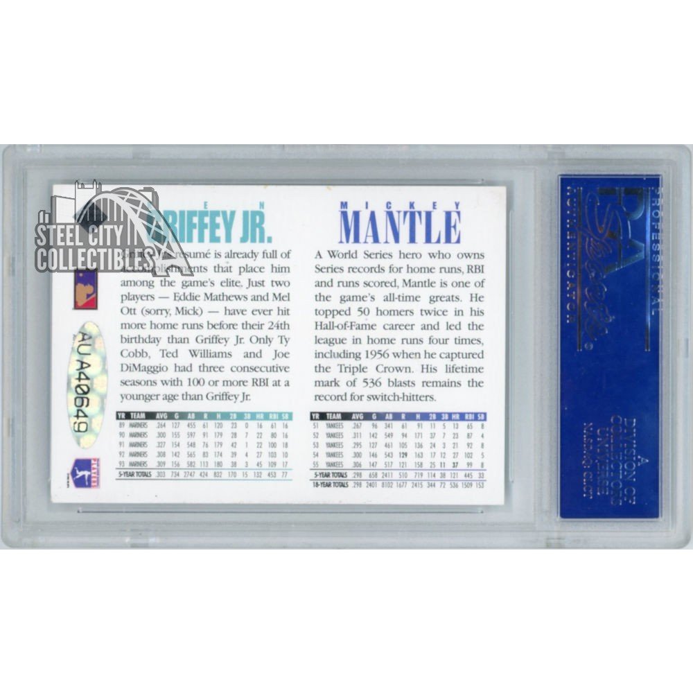 Mickey Mantle/Ken Griffey Jr 1994 Upper Deck Autograph Card PSA