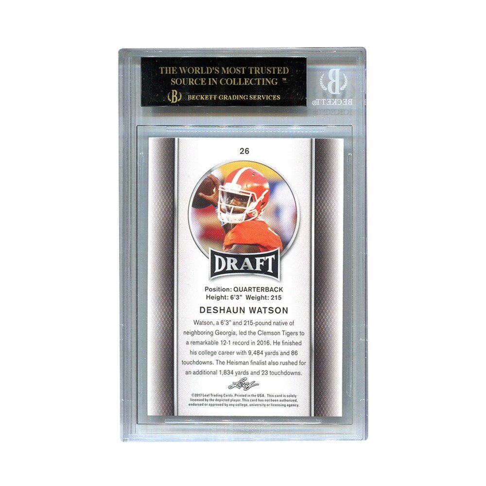 Deshaun Watson 2017 Leaf Draft Football Graded Card Black Label BGS 10  Pristine | Steel City Collectibles