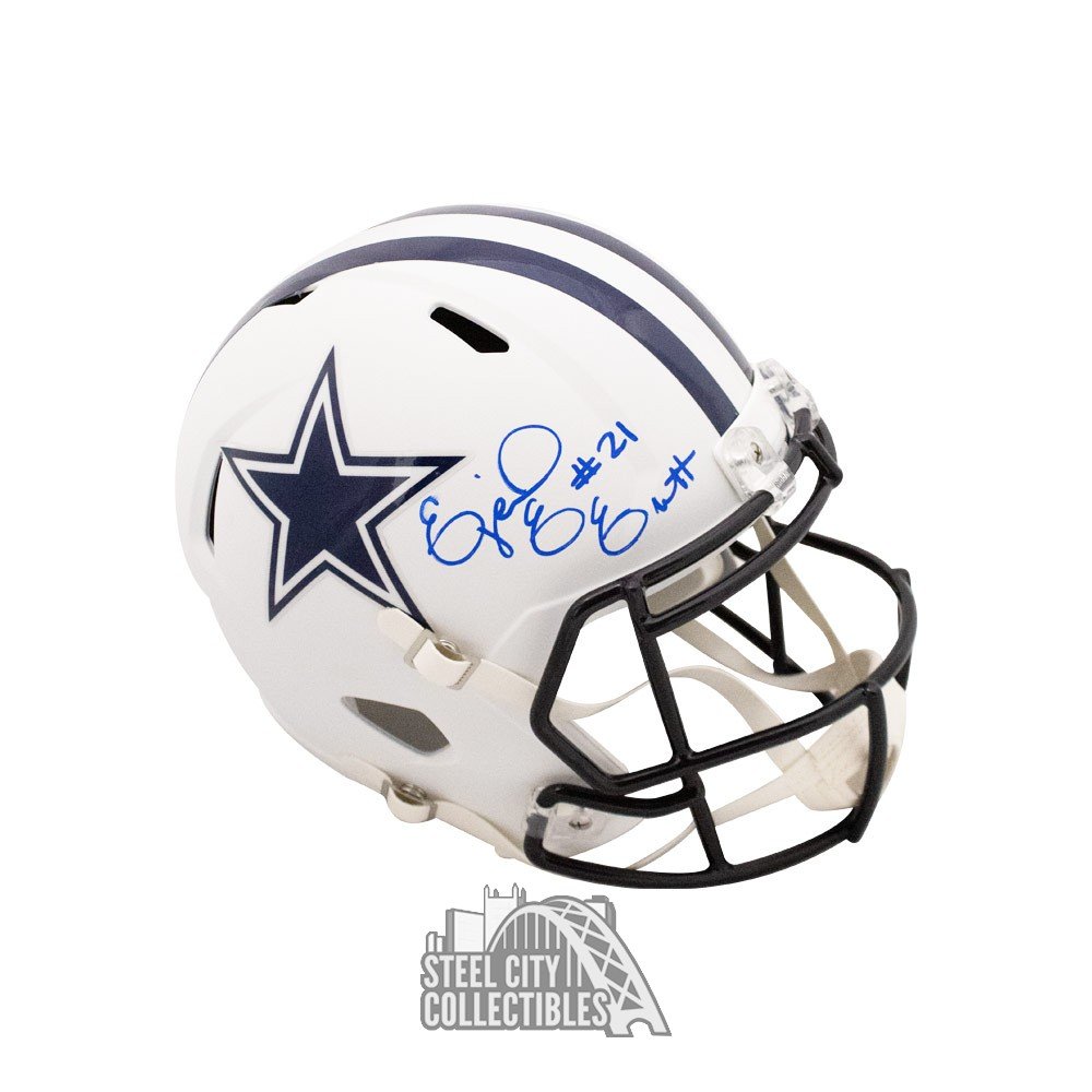 Ezekiel Elliott Autographed Cowboys Flat White Replica Full-Size Football  Helmet - BAS COA