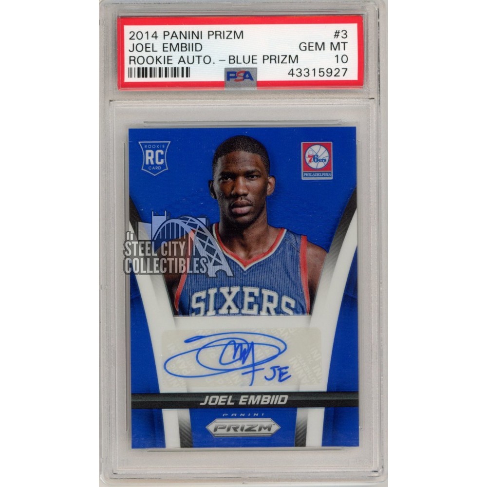 Joel Embiid 2014-15 Panini Prizm Blue Autograph Rookie Card #3 024
