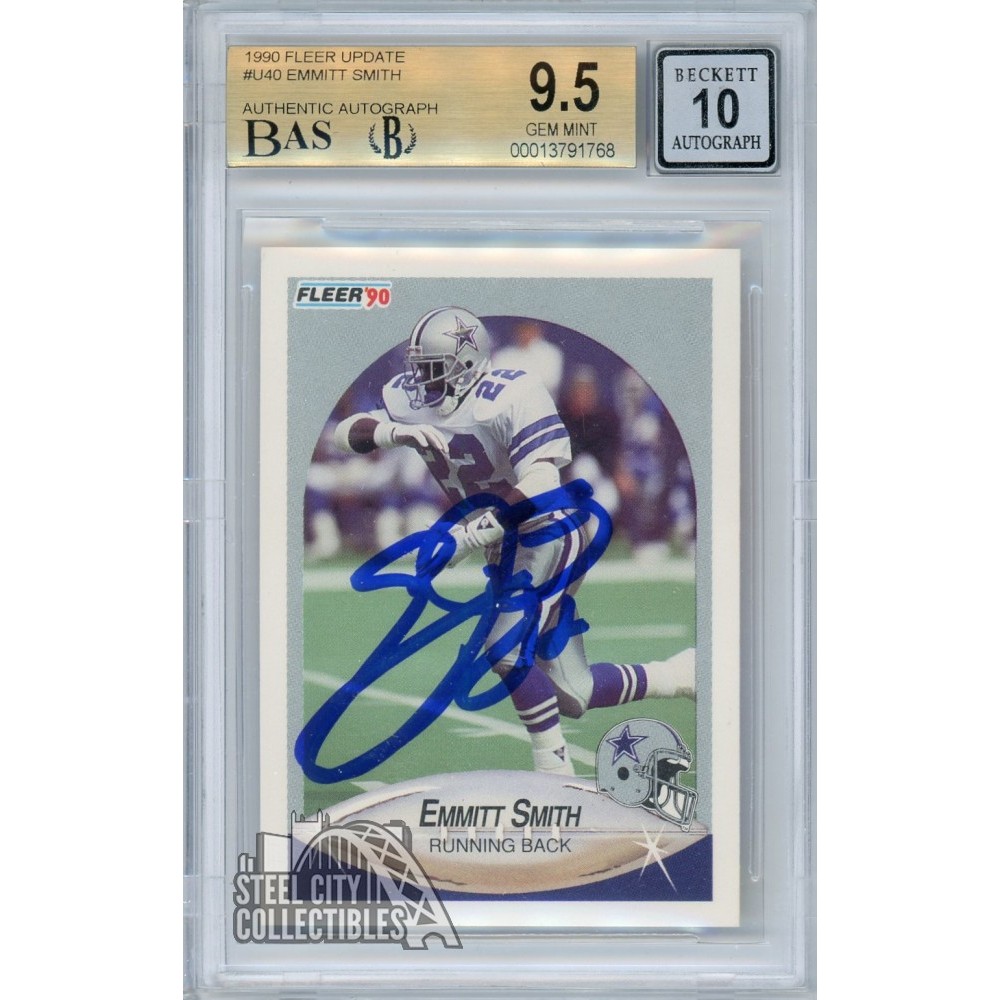 Emmitt Smith 1990 Fleer Update Autograph Football Card #U-40 BGS 9.5 BAS 10  | Steel City Collectibles