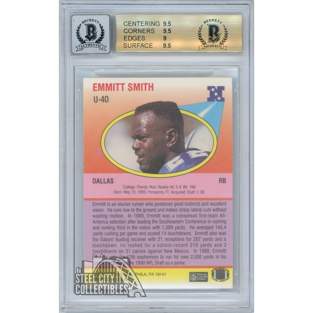 Emmitt Smith 1990 Fleer Update Autograph Football Card #U-40 BGS 9.5 BAS 10  | Steel City Collectibles