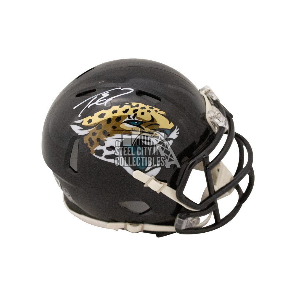 Travis Etienne Autographed Jacksonville Jaguars Speed Mini Football Helmet BAS COA Steel