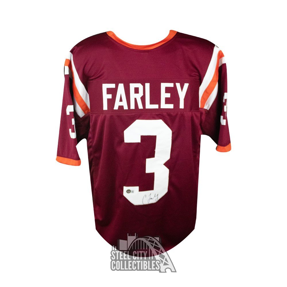 Caleb Farley Autographed Virginia Tech Custom Football Jersey BAS COA