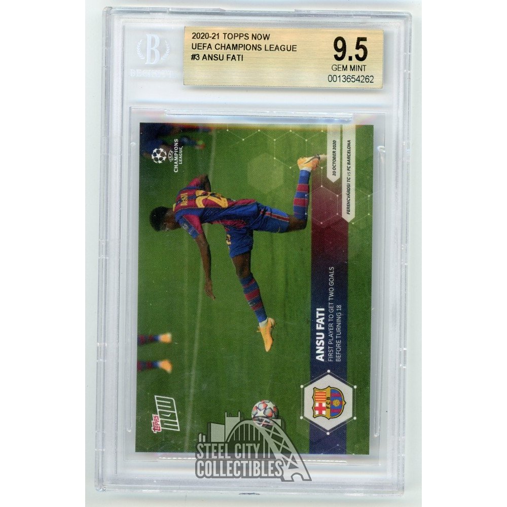 Topps Now UCL 2020-21 Card 003 2 goals before 18! Barcelona Ansu Fati 
