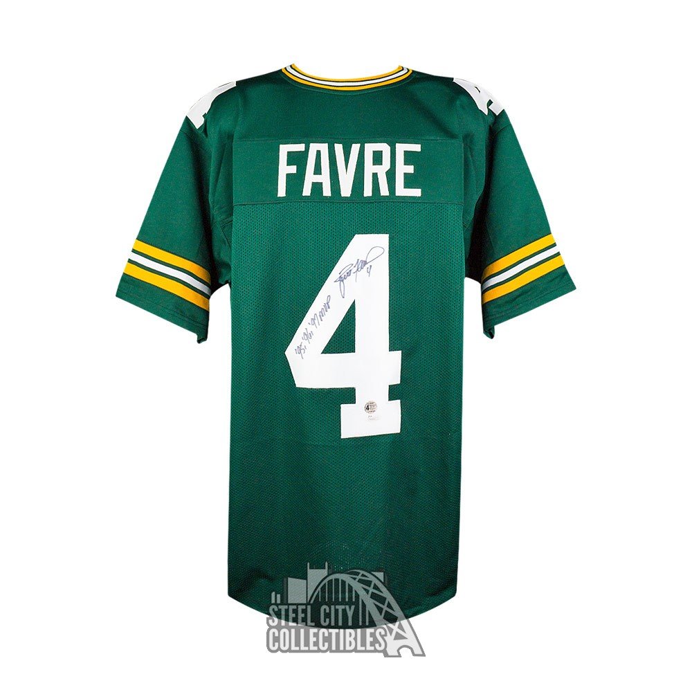 Brett Favre MVP Autographed Green Bay Packers Custom Green Football Jersey - JSA COA