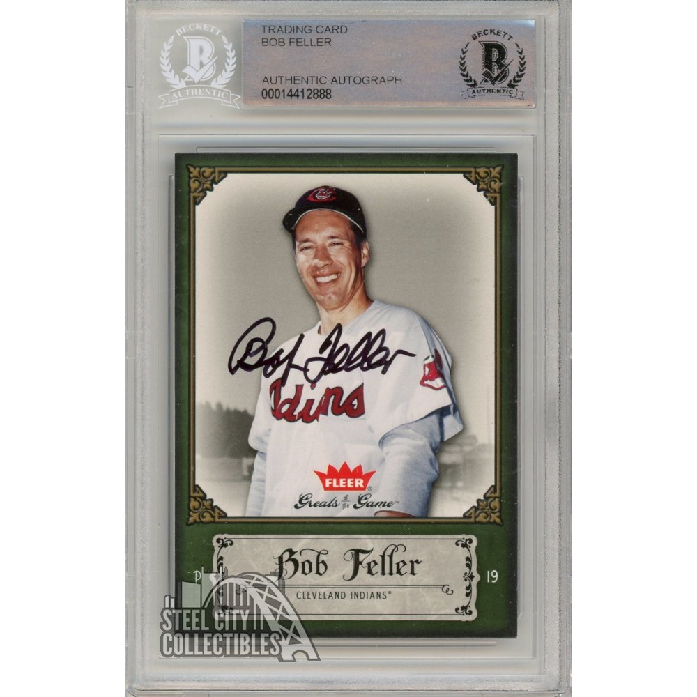 Bob Feller 2006 Fleer Greats Of The Game Baseball Autograph Card #11 BAS  (Black Ink)