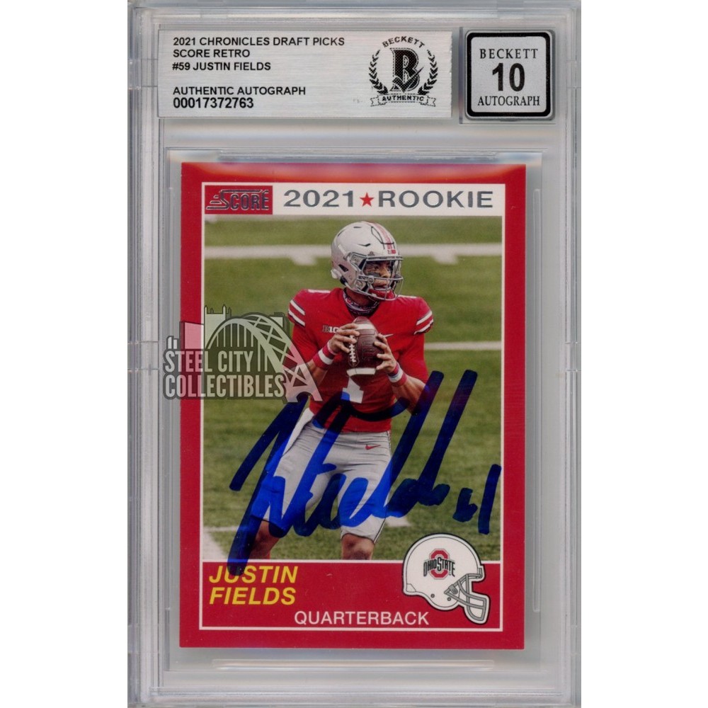 Justin Fields 2021 Panini Score Retro Autograph Rookie Card #59