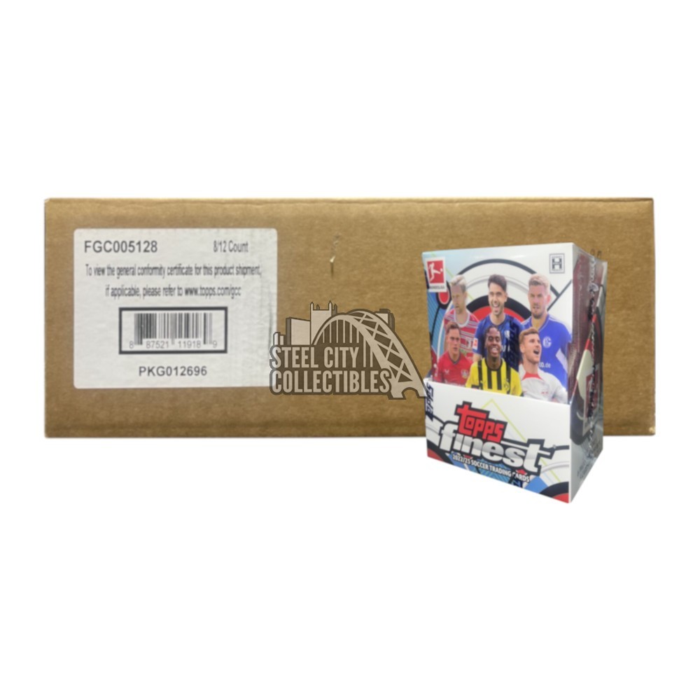 2022-23 Topps Finest Bundesliga Soccer Hobby 8-Box Case Steel City Collectibles