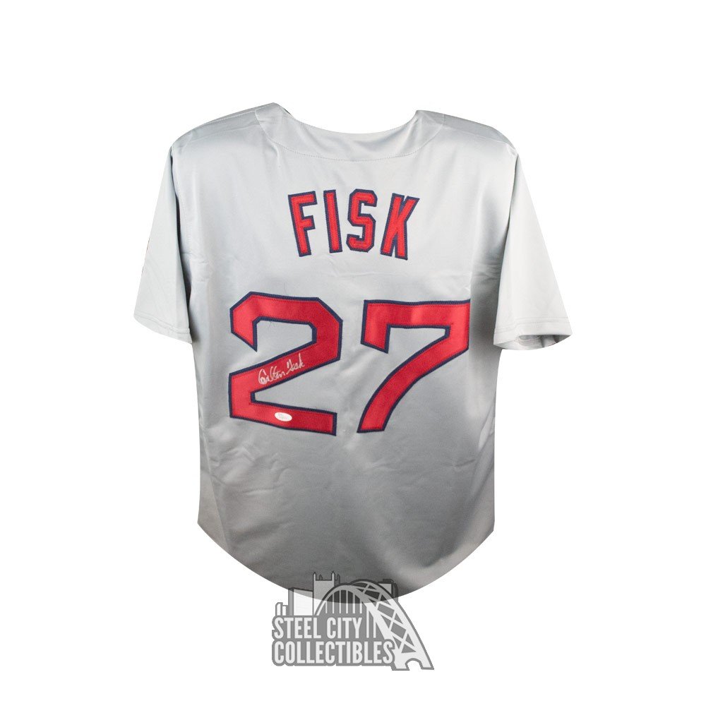 Carlton Fisk Autographed Boston Red Sox Gray Baseball Jersey - JSA