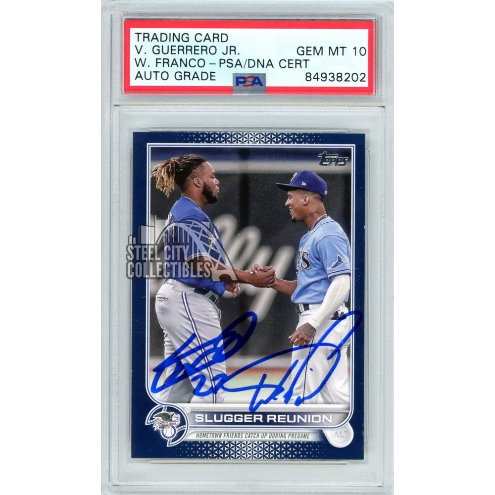 Vladimir Guerrero Jr Wander Franco 2022 Topps Slugger Reunion Blue  Autograph Card #329 PSA/DNA 10