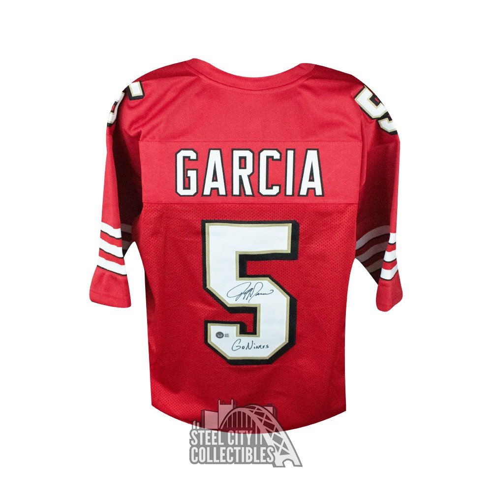 Jeff Garcia Go Niners Autographed San Francisco Custom Red Football Jersey  - BAS