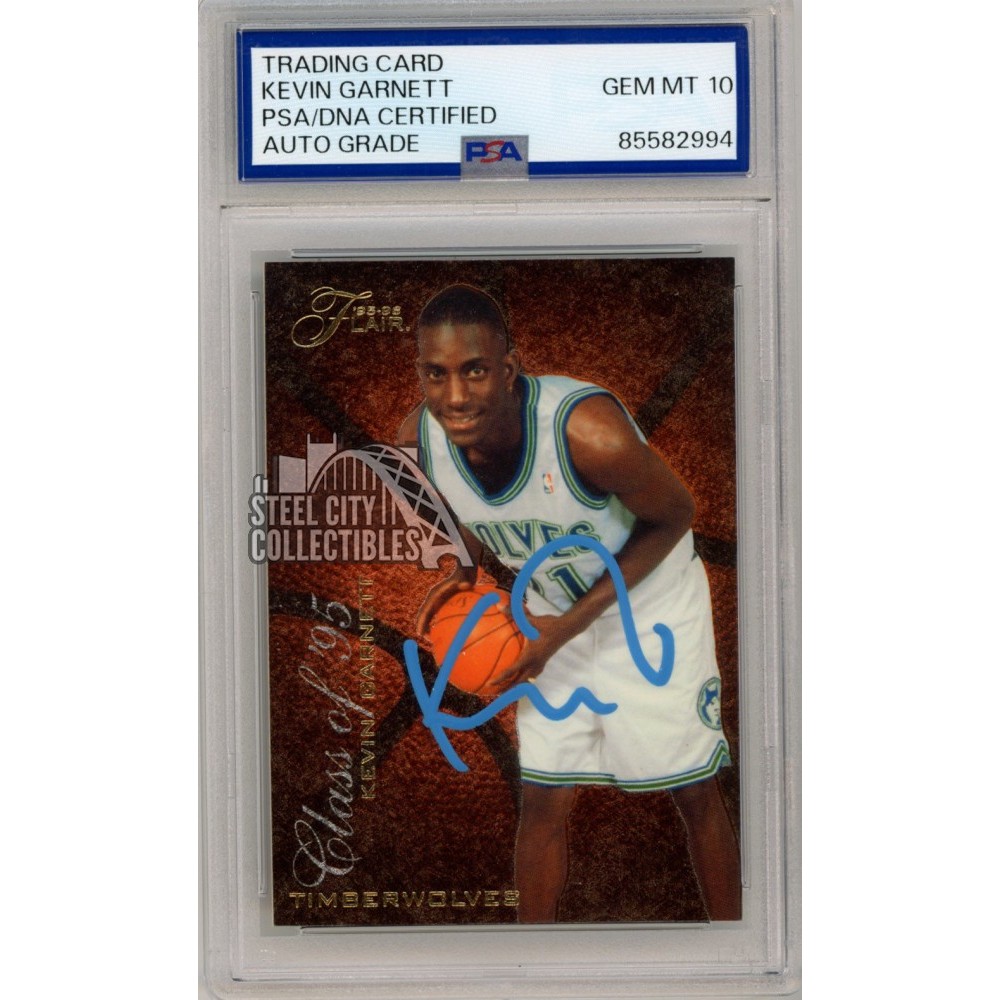 Kevin Garnett 1995-96 Flair Autograph Rookie Card #R-2 PSA/DNA 10