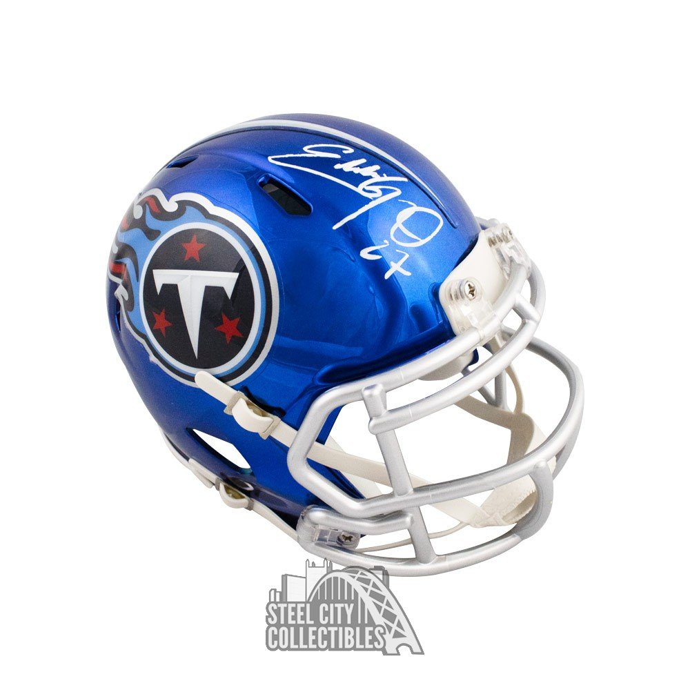 Eddie George Autographed Tennessee Titans Chrome Mini Football