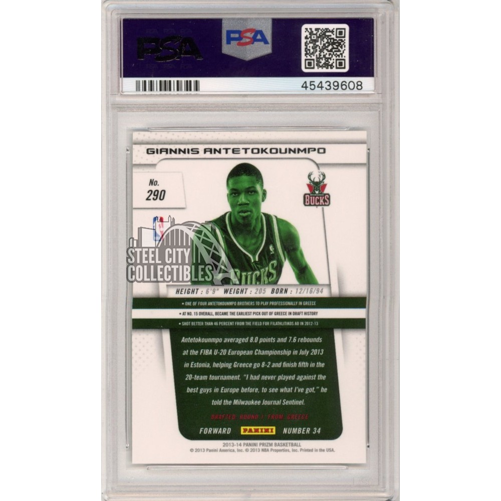 Giannis Antetokounmpo 2013-14 Panini Prizm Rookie Card #290 PSA 9