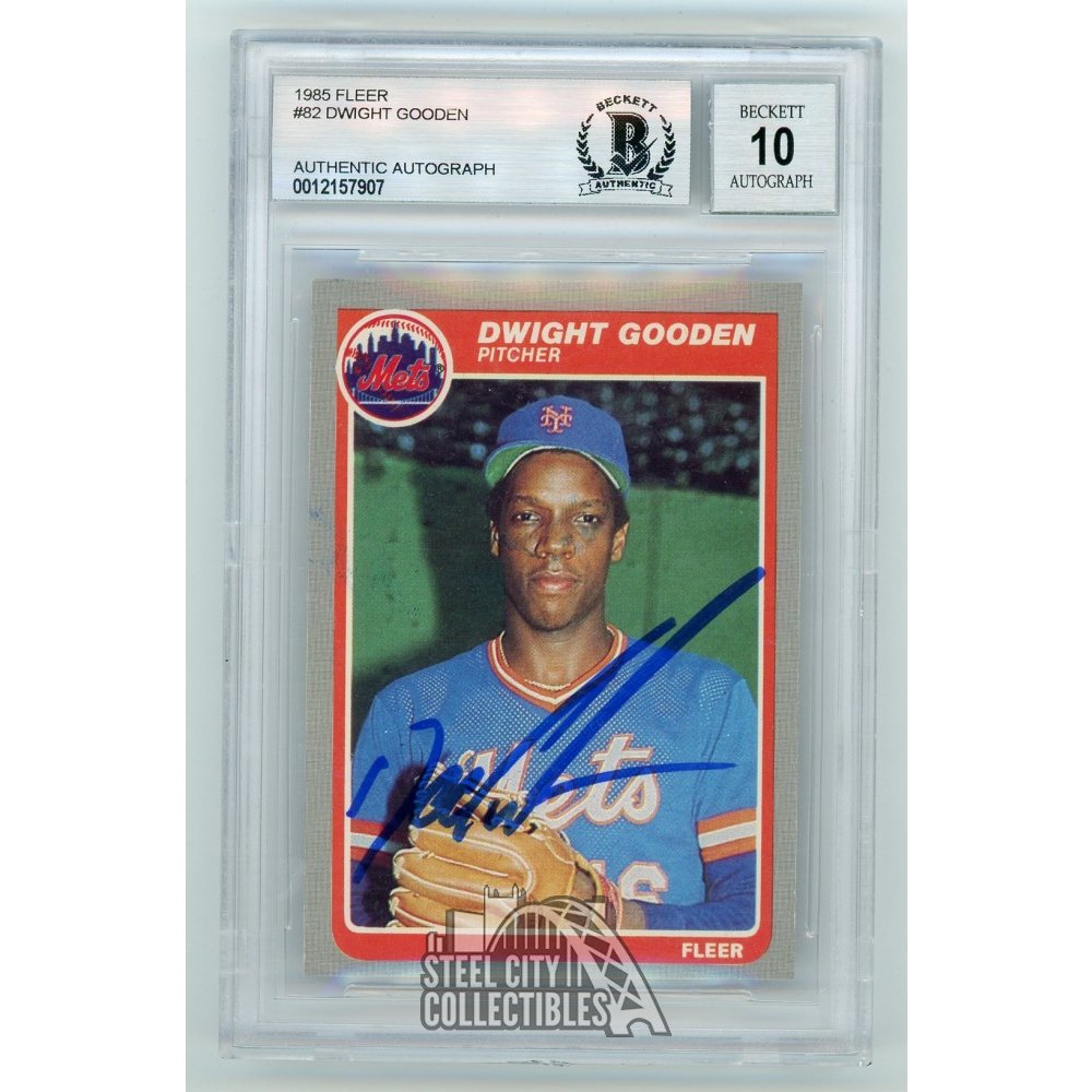 Dwight Gooden 1985 Fleer Autographed Card 82 BAS 10 Steel City