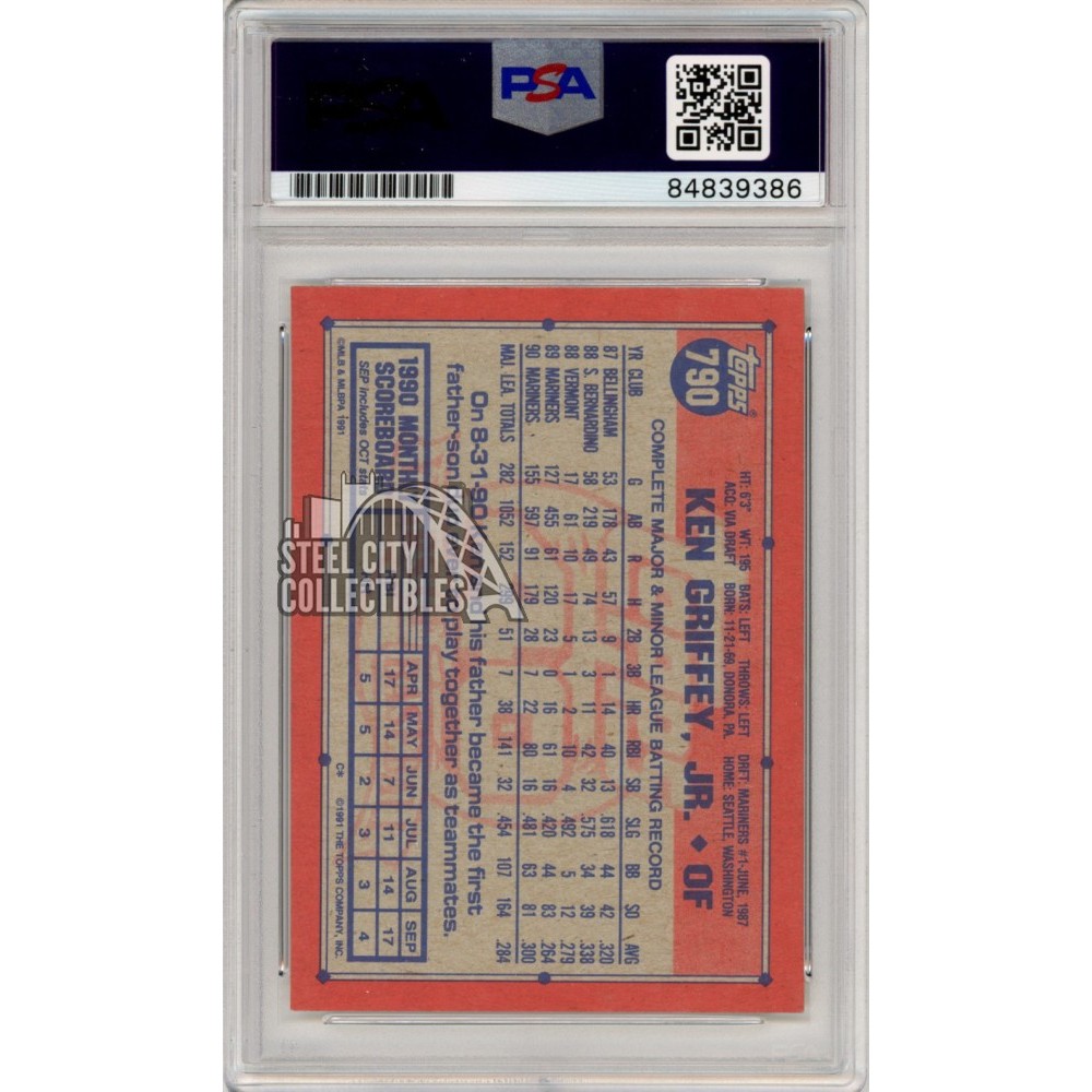 Ken Griffey Jr 1991 Topps Autograph Card #790 PSA/DNA 10 | Steel