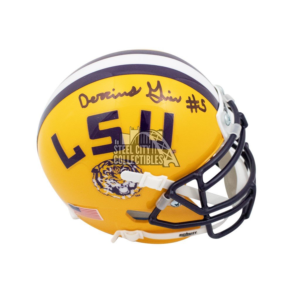 Derrius Guice Autographed LSU Mini Football Helmet BAS COA Steel