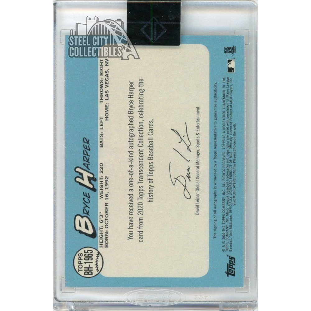 Bryce Harper 2020 Topps Transcendent 1958 Through The Years Autograph 1/1